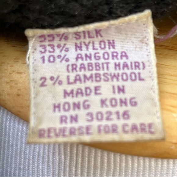 Vintage 80’s Silk/ Angora Embellished Fitted Sweater small - Picture 7 of 7